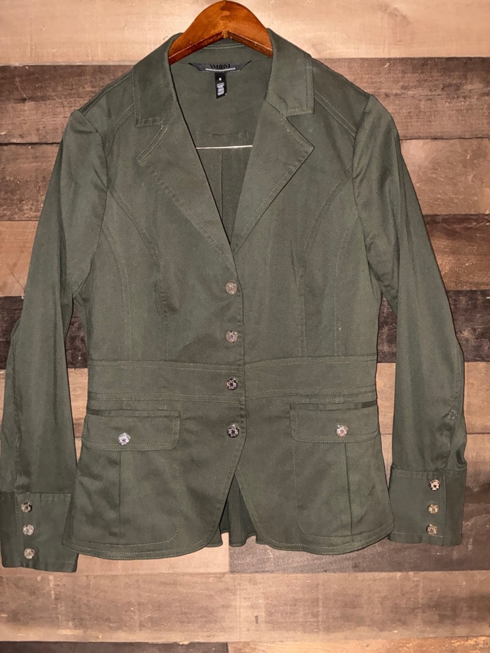 WHBM Taylored Olive Green Button-Front Blazer NEW